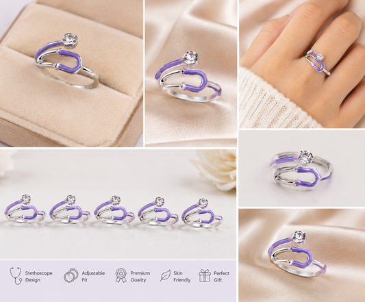 Stethoscope Ring – Adjustable Medical Jewelry for Doctors & Nurses (Multi-Color)