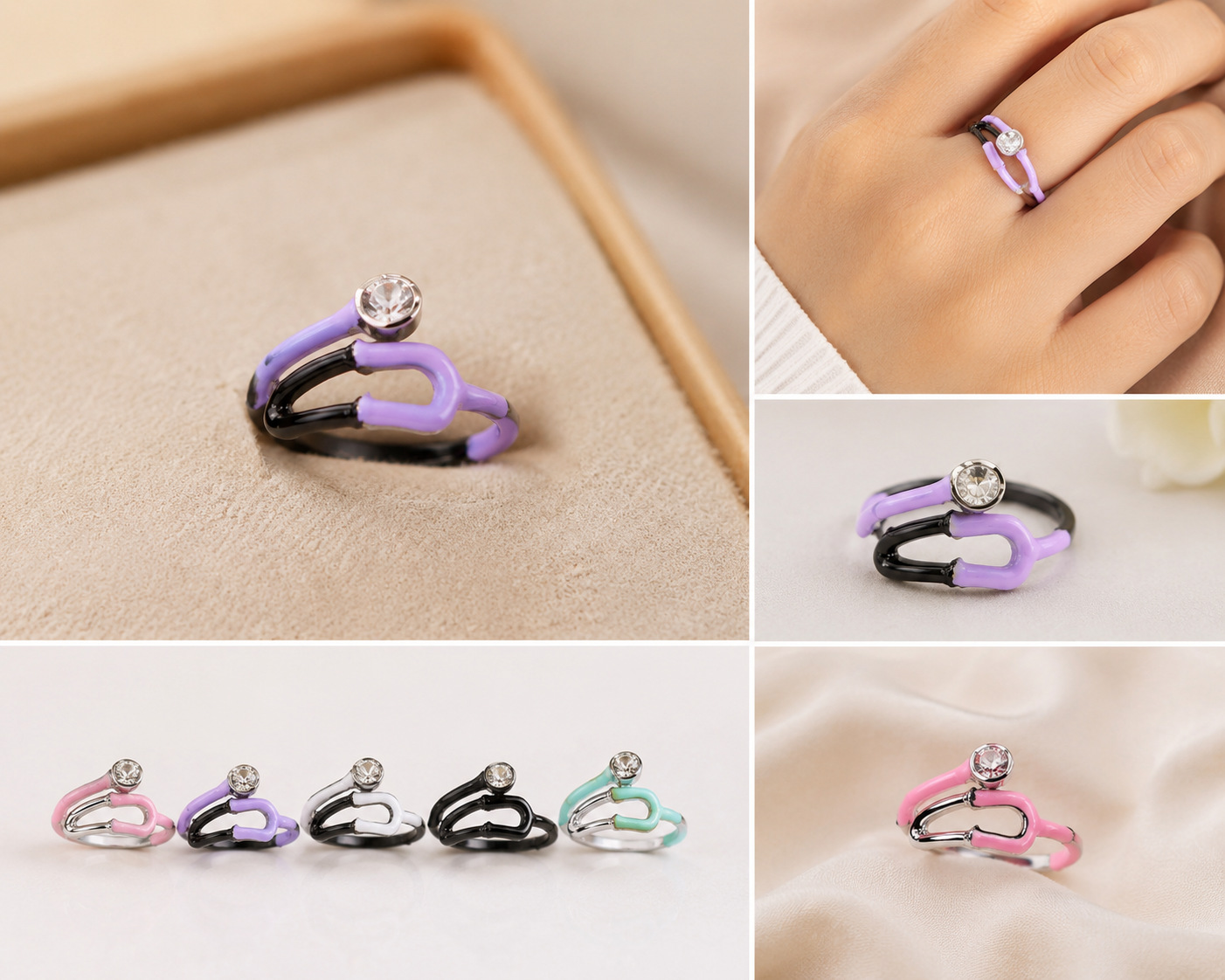 Stethoscope Ring – Adjustable Medical Jewelry for Doctors & Nurses (Multi-Color)